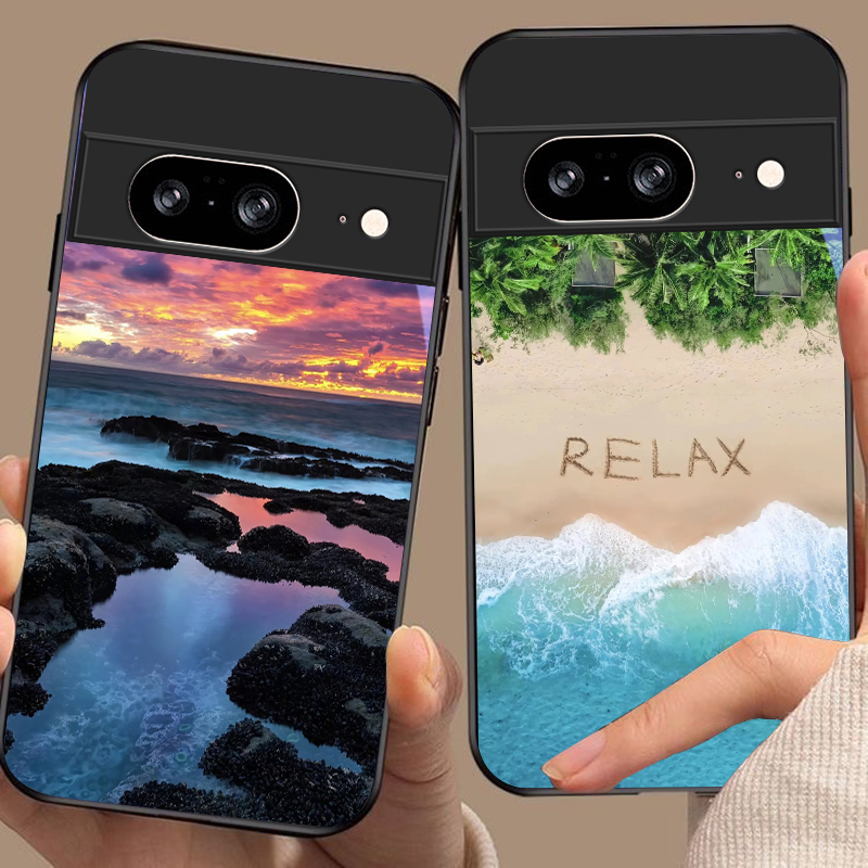 Google Pixel 8A - Scenografia del tramonto costiero per Google
